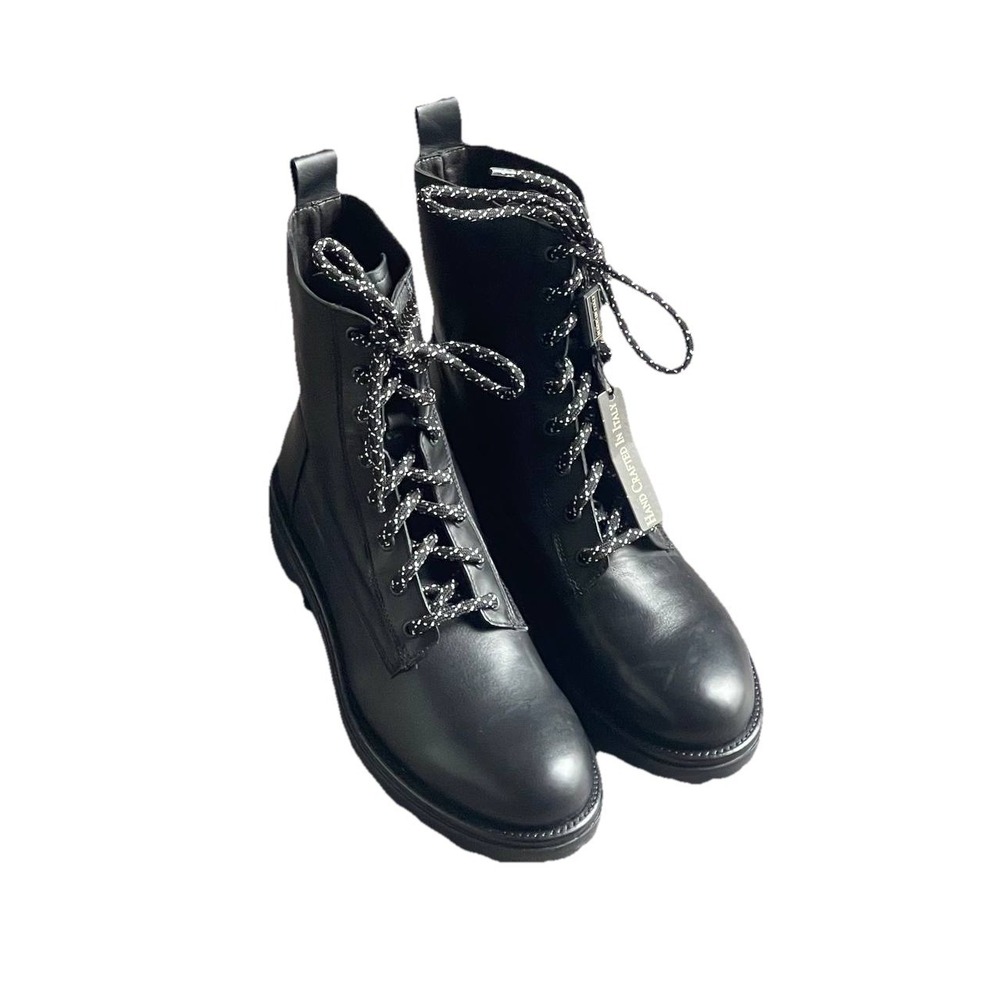 Boemos Women's 10 Black Leather Combat Moto Boots Italian Craftsmanship NWT